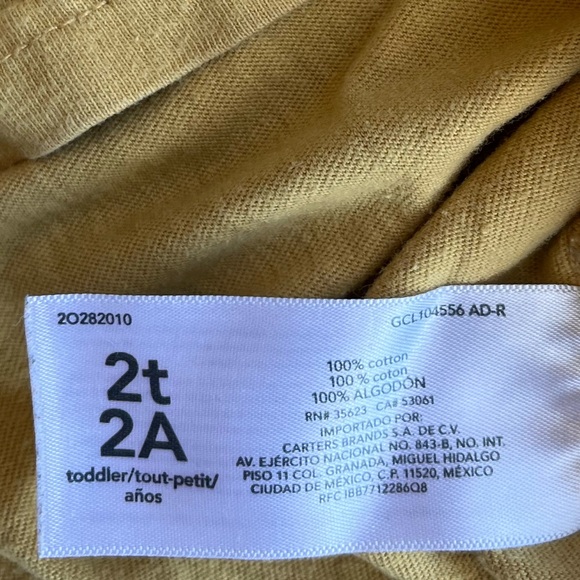 Carter’s Toddler Boy Long Sleeve T-Shirt Yellow Brown Little Builder Tools 2T - Picture 6 of 8